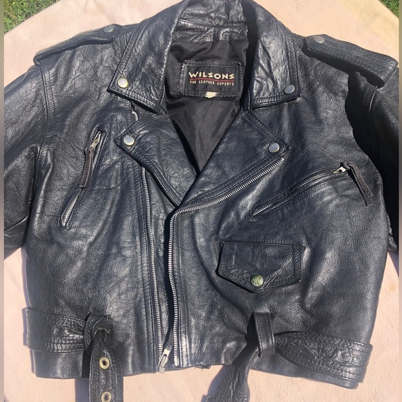 Wilson’s black leather cropped jacket - Picture 1 of 12